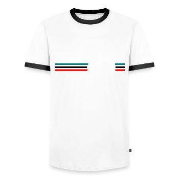 Vélo de course Cyclisme Retro - T-shirt contrasté Homme - blanc/noir - Devant - AI Model Female 172 light (172cm) & AI Model Male 178 dark (178cm)