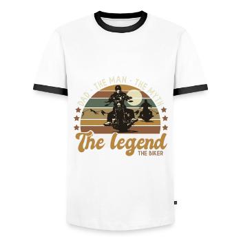dad biker man Mythos Geschenk Mann Papa Motorrad - Männer Kontrast-T-Shirt - Weiß/Schwarz - Vorne - AI Model Female 172 light (172cm) & AI Model Male 178 dark (178cm)