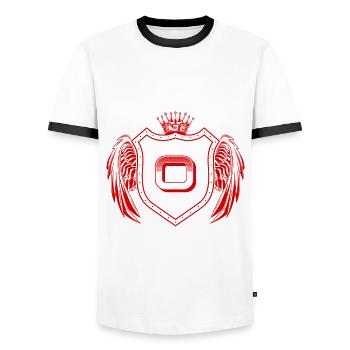 O Lettre Armoiries - T-shirt contrasté Homme - blanc/noir - Devant - AI Model Female 172 light (172cm) & AI Model Male 178 dark (178cm)