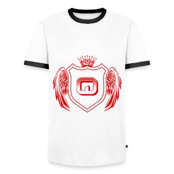 Q Lettre Armoiries - T-shirt contrasté Homme - blanc/noir - Devant - AI Model Female 172 light (172cm) & AI Model Male 178 dark (178cm)