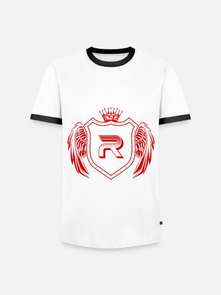 R Buchstabe Wappen - Männer Kontrast-T-Shirt - Weiß/Schwarz
