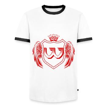 Lettre W Armoiries - T-shirt contrasté Homme - blanc/noir - Devant - AI Model Female 172 light (172cm) & AI Model Male 178 dark (178cm)
