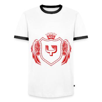 Y letter coat of arms - Men's Ringer Shirt - white/black - Front - AI Model Female 172 light (172cm) & AI Model Male 178 dark (178cm)