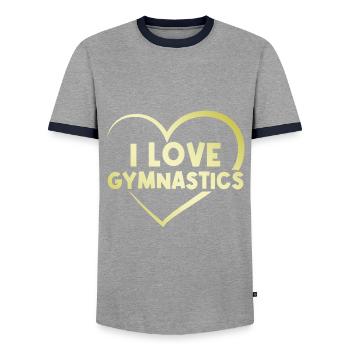 Ich liebe Gymnastik - Männer Kontrast-T-Shirt - Grau/Navy  - Vorne - AI Model Female 172 light (172cm) & AI Model Male 178 light (178cm)