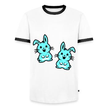 Osterhase Ostern - Männer Kontrast-T-Shirt - Weiß/Schwarz - Vorne - AI Model Female 172 light (172cm) & AI Model Male 178 dark (178cm)