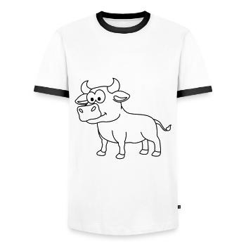 Stier Comic Tier - Männer Kontrast-T-Shirt - Weiß/Schwarz - Vorne - AI Model Female 172 light (172cm) & AI Model Male 178 dark (178cm)