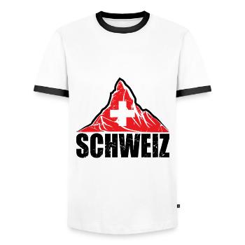 Schweiz Matterhorn - Drapeau suisse - T-shirt contrasté Homme - blanc/noir - Devant - AI Model Female 172 light (172cm) & AI Model Male 178 dark (178cm)
