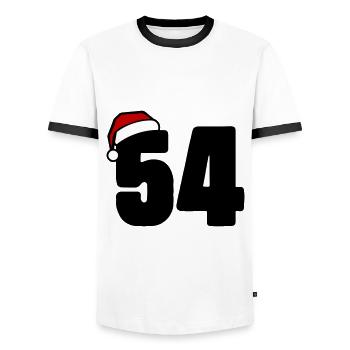 54 Numéro Noël - T-shirt contrasté Homme - blanc/noir - Devant - AI Model Female 172 light (172cm) & AI Model Male 178 dark (178cm)
