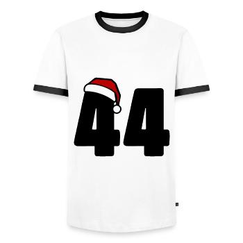 44 Zahl Weihnachten - Männer Kontrast-T-Shirt - Weiß/Schwarz - Vorne - AI Model Female 172 light (172cm) & AI Model Male 178 dark (178cm)