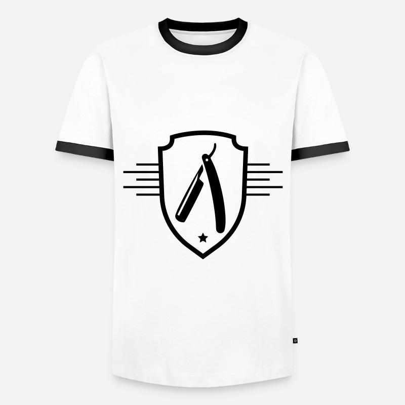 Barber razor blade - Men's Ringer Shirt - white/black