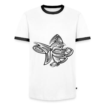 Goldfisch Tribal Tattoo - Männer Kontrast-T-Shirt - Weiß/Schwarz - Vorne - AI Model Female 172 light (172cm) & AI Model Male 178 dark (178cm)