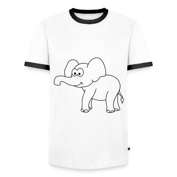 Elephant Comic - Men's Ringer Shirt - white/black - Front - AI Model Female 172 light (172cm) & AI Model Male 178 dark (178cm)