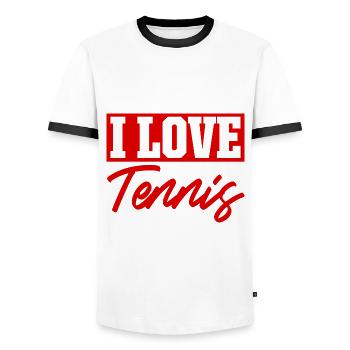 Ich liebe Tennis - Männer Kontrast-T-Shirt - Weiß/Schwarz - Vorne - AI Model Female 172 light (172cm) & AI Model Male 178 dark (178cm)