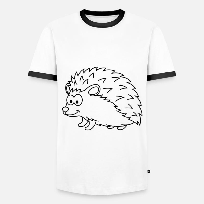 Hedgehog Comic Animal - Men's Ringer Shirt - white/black
