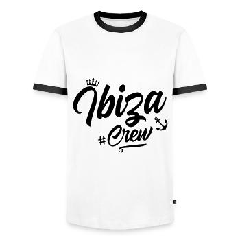 Ibiza Crew - Men's Ringer Shirt - white/black - Front - AI Model Female 172 light (172cm) & AI Model Male 178 dark (178cm)