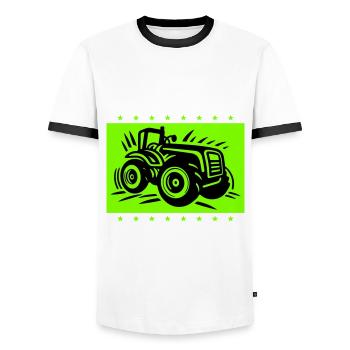 Tractor Farmer Farmer Icon - Men's Ringer Shirt - white/black - Front - AI Model Female 172 light (172cm) & AI Model Male 178 dark (178cm)