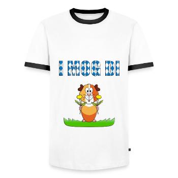 MEERSCHWEINCHEN - TIER - BLUMEN - I MOG DI - Männer Kontrast-T-Shirt - Weiß/Schwarz - Vorne - AI Model Female 172 light (172cm) & AI Model Male 178 dark (178cm)