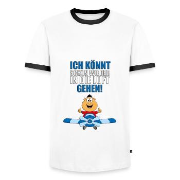 PILOT - FLUGZEUG - FLIEGEN - FLIEGER - SUPER - GUT - Männer Kontrast-T-Shirt - Weiß/Schwarz - Vorne - AI Model Female 172 light (172cm) & AI Model Male 178 dark (178cm)