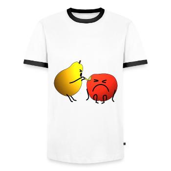 Apfel und Birne - Männer Kontrast-T-Shirt - Weiß/Schwarz - Vorne - AI Model Female 172 light (172cm) & AI Model Male 178 dark (178cm)