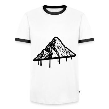 Mountain Silhouette Symbol Mountains - Men's Ringer Shirt - white/black - Front - AI Model Female 172 light (172cm) & AI Model Male 178 dark (178cm)