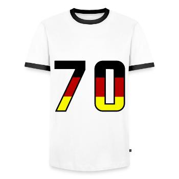70 Zahl Symbol Germany - Männer Kontrast-T-Shirt - Weiß/Schwarz - Vorne - AI Model Female 172 light (172cm) & AI Model Male 178 dark (178cm)