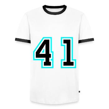 41 number symbol - Men's Ringer Shirt - white/black - Front - AI Model Female 172 light (172cm) & AI Model Male 178 dark (178cm)