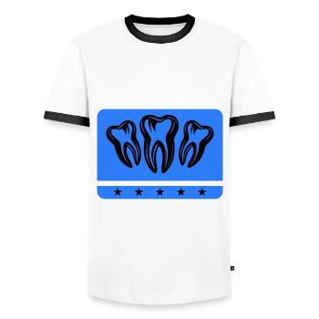 Zahn Dental Zahnarzt Icon - Männer Kontrast-T-Shirt - Weiß/Schwarz - Vorne - AI Model Female 172 light (172cm) & AI Model Male 178 dark (178cm)