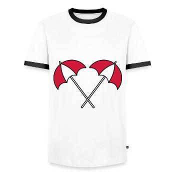 Parasol pattern summer - Men's Ringer Shirt - white/black - Front - AI Model Female 172 light (172cm) & AI Model Male 178 dark (178cm)