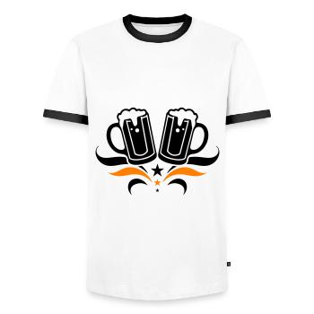 Verre à bière Chope de bière Bière - T-shirt contrasté Homme - blanc/noir - Devant - AI Model Female 172 light (172cm) & AI Model Male 178 dark (178cm)