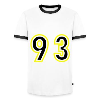 93 Number College - Men's Ringer Shirt - white/black - Front - AI Model Female 172 light (172cm) & AI Model Male 178 dark (178cm)