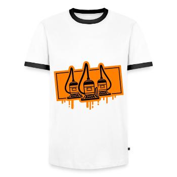 Icône d’aspirateur - T-shirt contrasté Homme - blanc/noir - Devant - AI Model Female 172 light (172cm) & AI Model Male 178 dark (178cm)