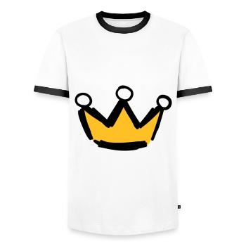 Couronne symboles motifs - T-shirt contrasté Homme - blanc/noir - Devant - AI Model Female 172 light (172cm) & AI Model Male 178 dark (178cm)