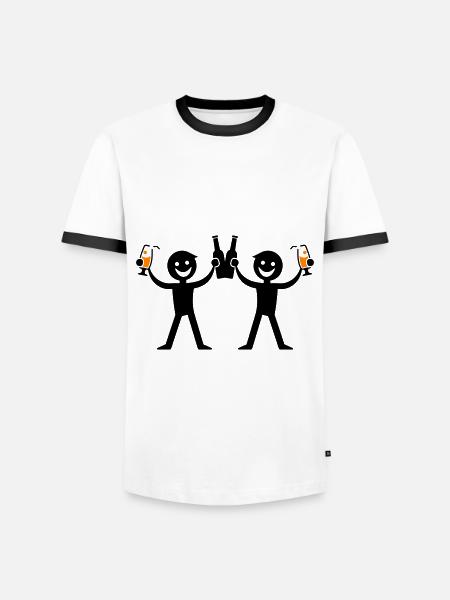 Drinking Bottle of Beer - Men's Ringer Shirt - white/black