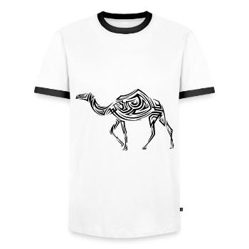 Camel Tribal Tattoo - Men's Ringer Shirt - white/black - Front - AI Model Female 172 light (172cm) & AI Model Male 178 dark (178cm)