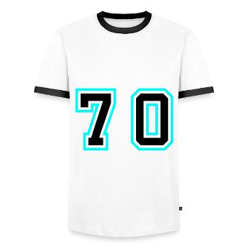 70 Number Symbol - Men's Ringer Shirt - white/black - Front - AI Model Female 172 light (172cm) & AI Model Male 178 dark (178cm)