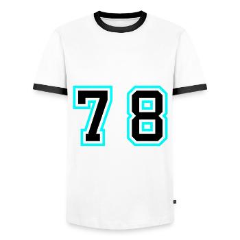 78 Number Symbol - Men's Ringer Shirt - white/black - Front - AI Model Female 172 light (172cm) & AI Model Male 178 dark (178cm)