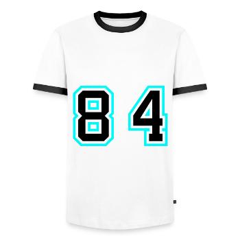 84 Number Symbol - Men's Ringer Shirt - white/black - Front - AI Model Female 172 light (172cm) & AI Model Male 178 dark (178cm)