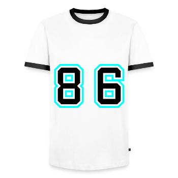 86 Number Symbol - Men's Ringer Shirt - white/black - Front - AI Model Female 172 light (172cm) & AI Model Male 178 dark (178cm)
