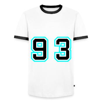 93 Number Symbol - Men's Ringer Shirt - white/black - Front - AI Model Female 172 light (172cm) & AI Model Male 178 dark (178cm)