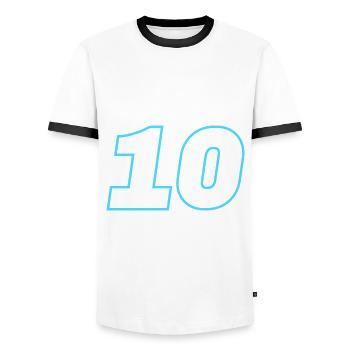 10 Zahl symbol - Männer Kontrast-T-Shirt - Weiß/Schwarz - Vorne - AI Model Female 172 light (172cm) & AI Model Male 178 dark (178cm)