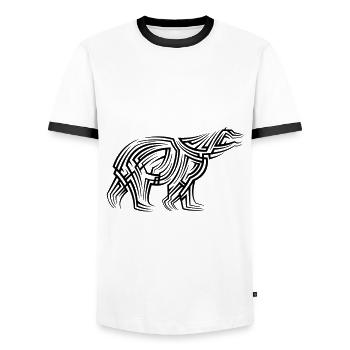 Eisbär Tribal Tattoo - Männer Kontrast-T-Shirt - Weiß/Schwarz - Vorne - AI Model Female 172 light (172cm) & AI Model Male 178 dark (178cm)
