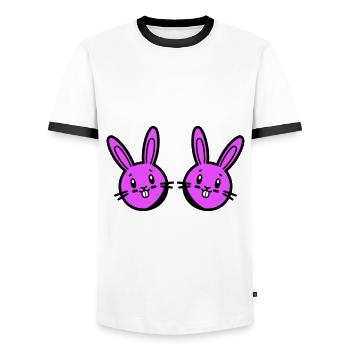 Lapin de Pâques Pâques - T-shirt contrasté Homme - blanc/noir - Devant - AI Model Female 172 light (172cm) & AI Model Male 178 dark (178cm)