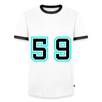 59 Zahl Symbol - Männer Kontrast-T-Shirt - Weiß/Schwarz - Vorne - AI Model Female 172 light (172cm) & AI Model Male 178 dark (178cm)