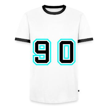 90 Zahl Symbol - Männer Kontrast-T-Shirt - Weiß/Schwarz - Vorne - AI Model Female 172 light (172cm) & AI Model Male 178 dark (178cm)