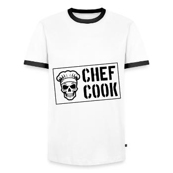 Chef Skull Chef - Men's Ringer Shirt - white/black - Front - AI Model Female 172 light (172cm) & AI Model Male 178 dark (178cm)
