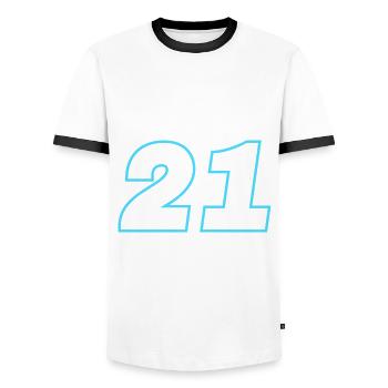21 symbole de nombre - T-shirt contrasté Homme - blanc/noir - Devant - AI Model Female 172 light (172cm) & AI Model Male 178 dark (178cm)