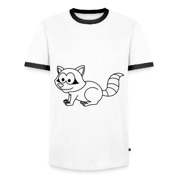 Raccoon Comic Animal - Men's Ringer Shirt - white/black - Front - AI Model Female 172 light (172cm) & AI Model Male 178 dark (178cm)