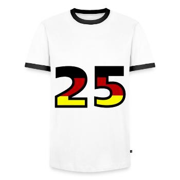 25 Number Germany Jersey - Men's Ringer Shirt - white/black - Front - AI Model Female 172 light (172cm) & AI Model Male 178 dark (178cm)