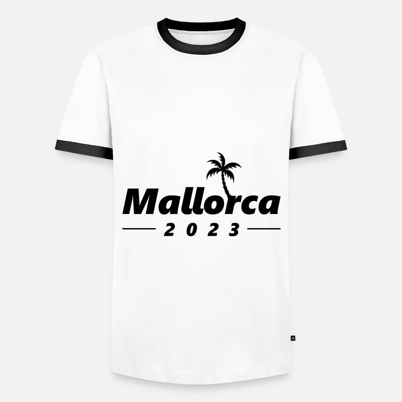 Mallorca 2023 - Männer Kontrast-T-Shirt - Weiß/Schwarz