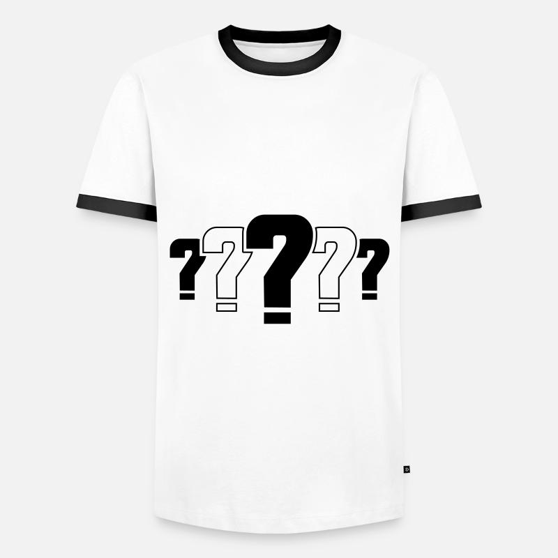 question mark icon - Men's Ringer Shirt - white/black